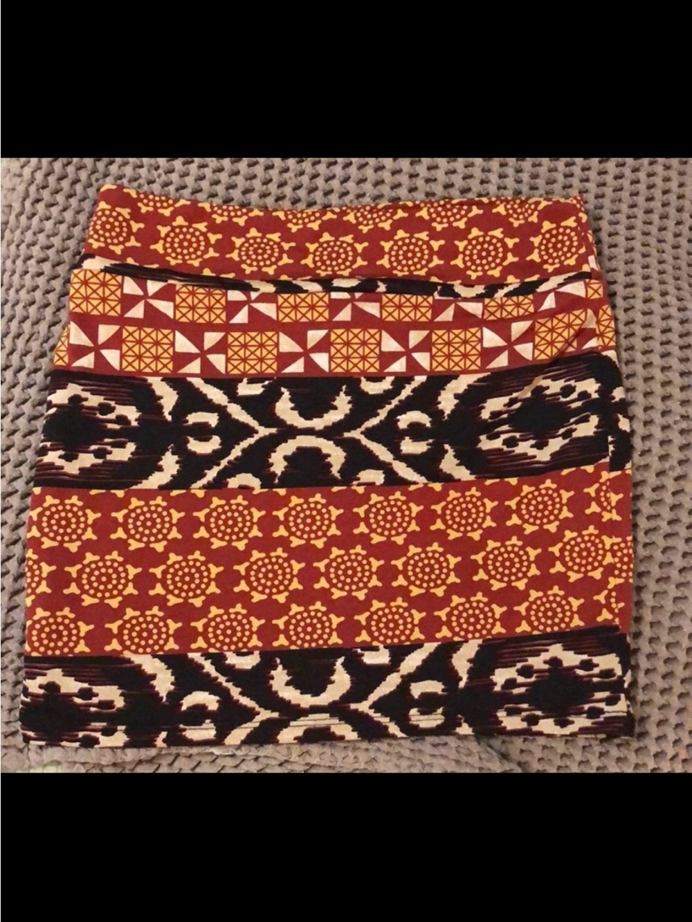 Printed Mini Skirt in Rust and Black